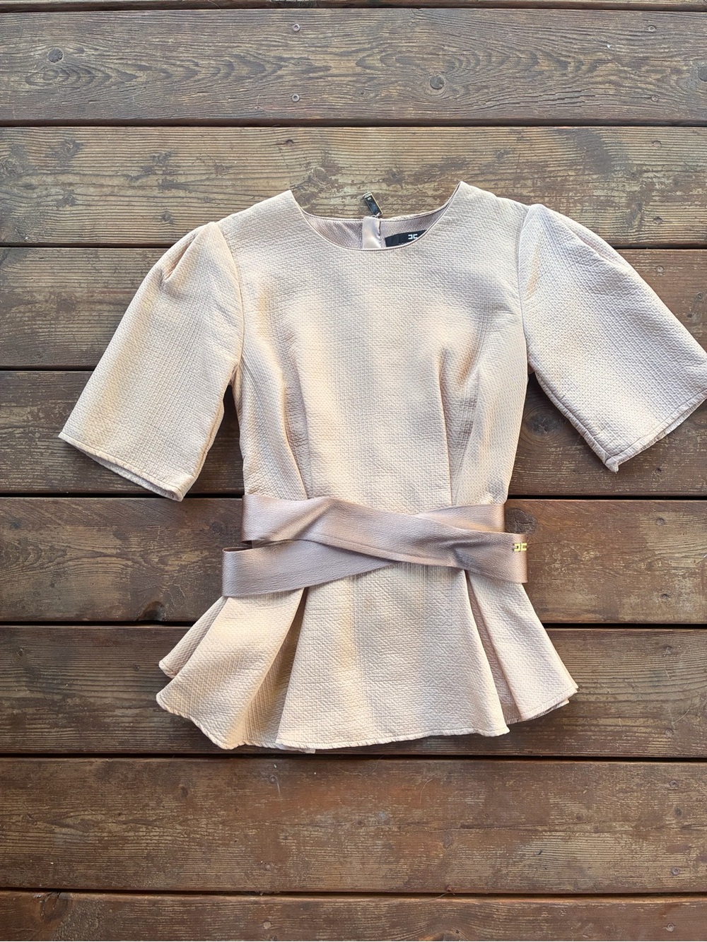 Elisabetta Franchi Pink Belted Peplum Top